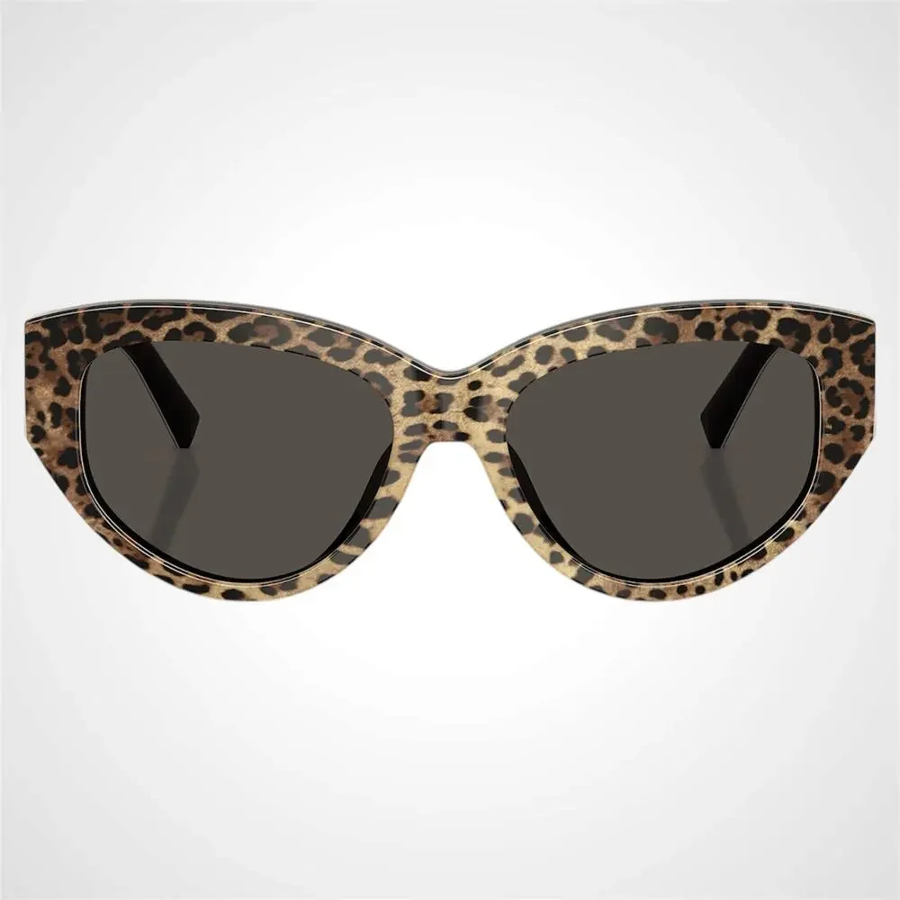 New Dolce & Gabbana Sunglasses Black Brown Leopard Acetate Cat Eye Gold - Picture 2 of 6